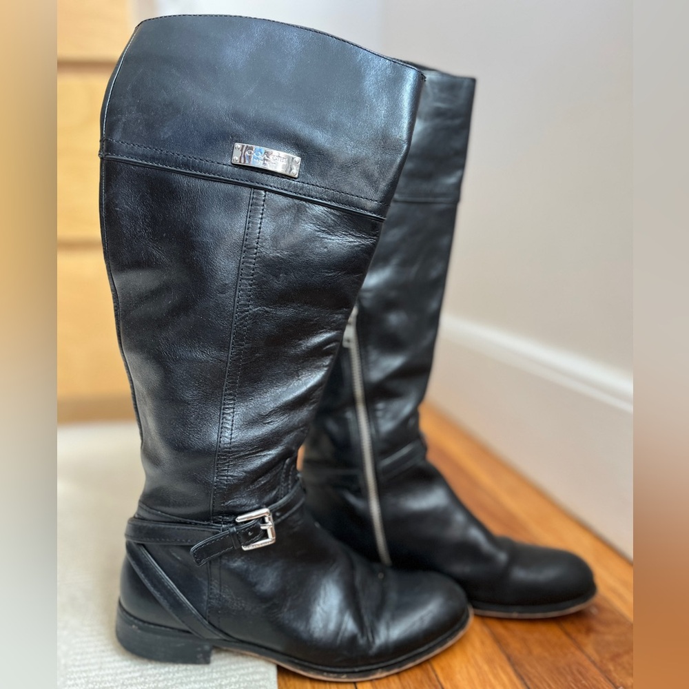 Coach black leather boots